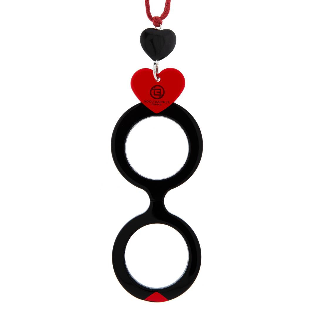 COLGANTE-GAFAS CORAZÓN NEGRO-ROJO