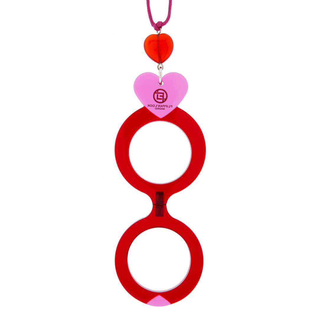 COLGANTE-LENTES CORAZÓN ROJO-ROSA FL00440C