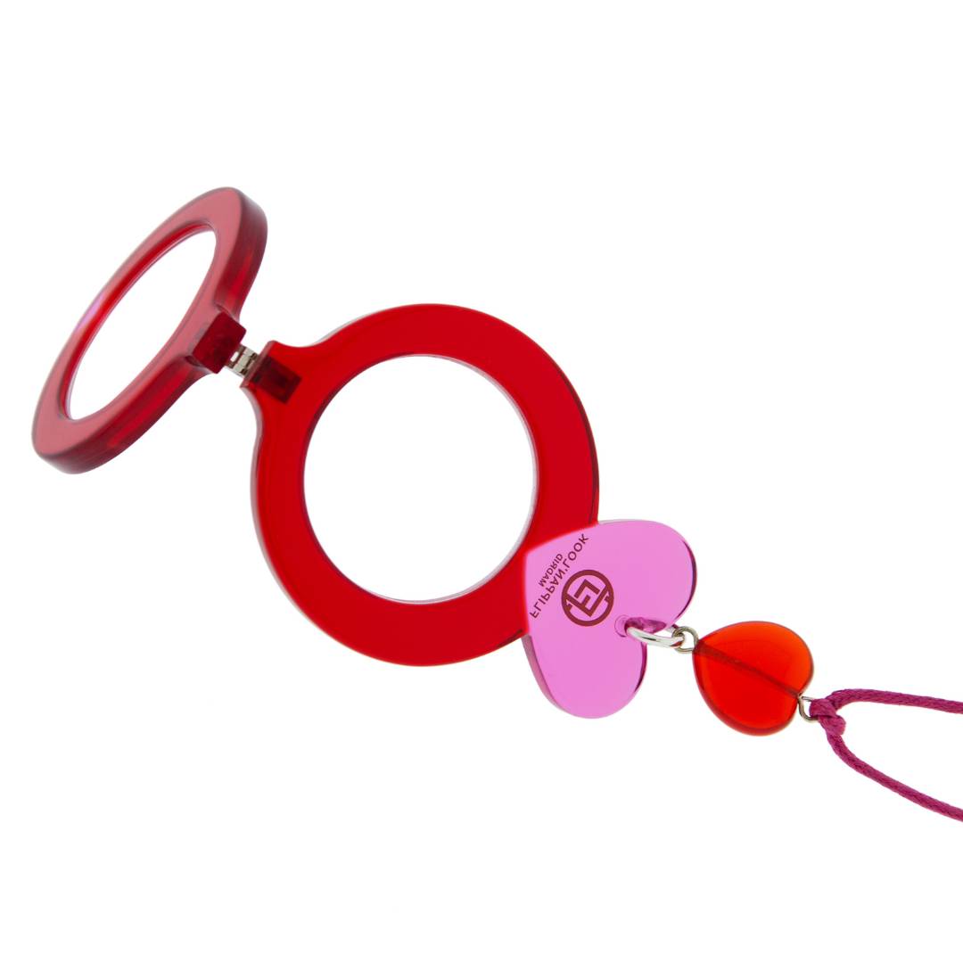 COLGANTE-LENTES CORAZÓN ROJO-ROSA FL00440C