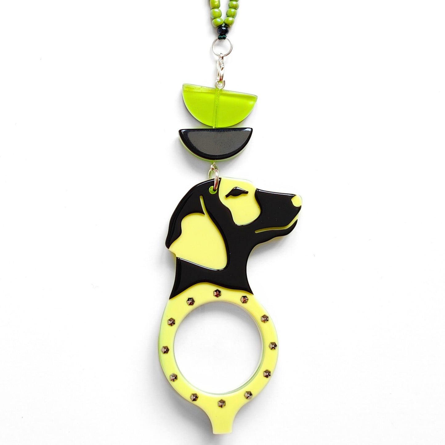 COLGANTE-LENTES PERRO PUNK VERDE FL00482C