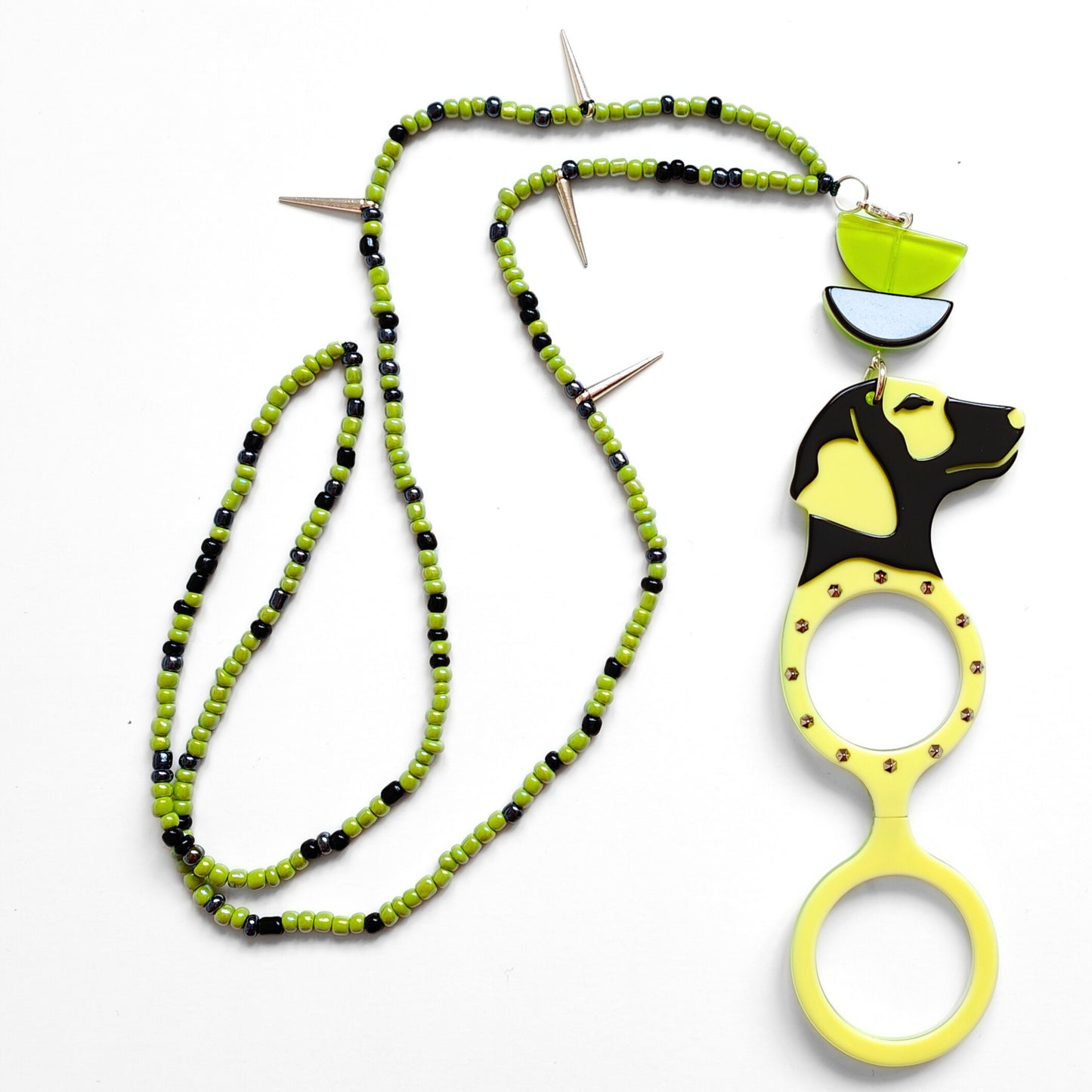 COLGANTE-LENTES PERRO PUNK VERDE FL00482C