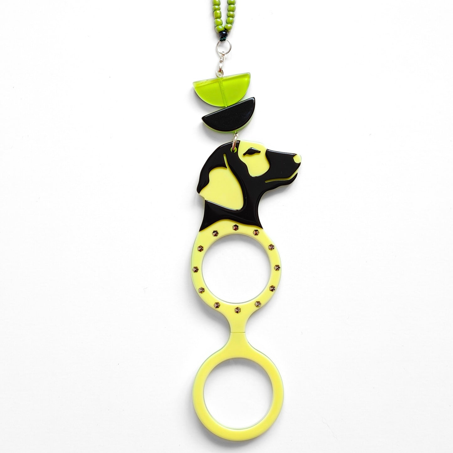 COLGANTE-LENTES PERRO PUNK VERDE FL00482C